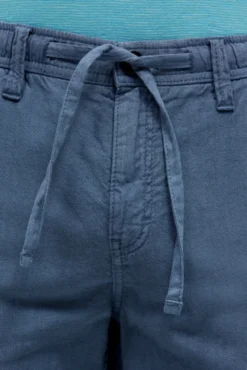 Shorts aus Leinen-Mix mit Label Print harbour blue