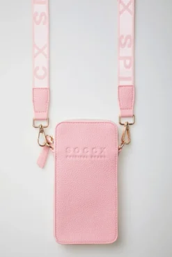 Smartphone-Tasche mit Logo und Intarsia-Webriemen french rose