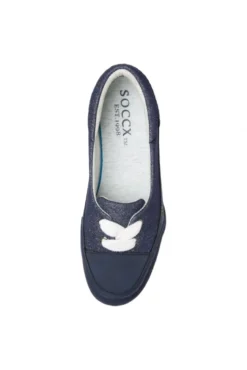 Sneaker Ballerina im Materialmix mit Glitter-Effekten deep sea
