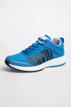 Sneaker im Jacquard-Strick mit Rubber Logo pacific blue