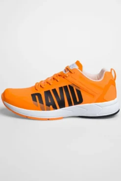 Sneaker im Jacquard-Strick mit Rubber Logo sunrise neon