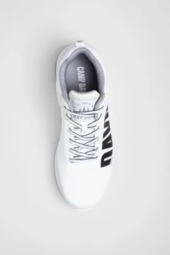 Sneaker im Jacquard-Strick mit Rubber Logo white