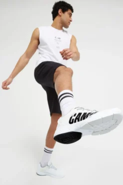 Sneaker im Jacquard-Strick mit Rubber Logo white