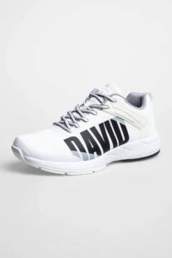 Sneaker im Jacquard-Strick mit Rubber Logo white