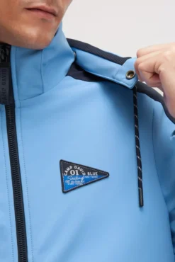 Softshelljacke mit abtrennbarer Logo-Kapuze electric sky