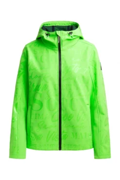 Softshelljacke mit Kapuze und Glossy All Over Print neon leaf | S