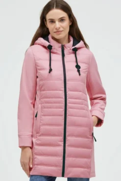 Softshell-Parka mit Kapuze im tonigen Materialmix french rose