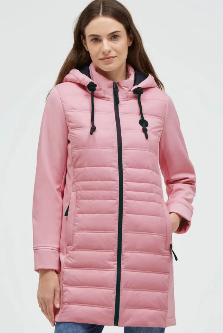Softshell-Parka mit Kapuze im tonigen Materialmix french rose