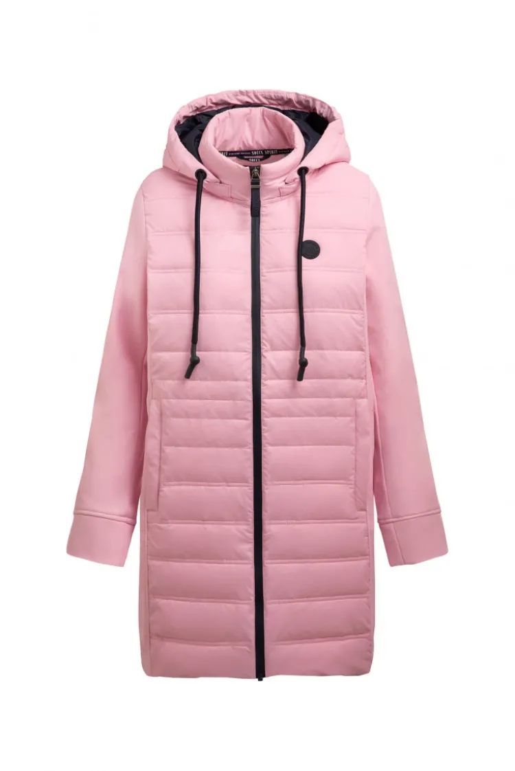 Softshell-Parka mit Kapuze im tonigen Materialmix french rose