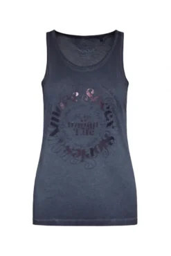 Sommertop Oil Dyed mit Print deep sea