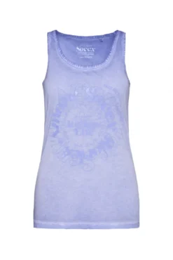 Sommertop Oil Dyed mit Print soft sky