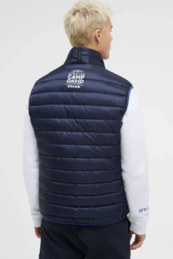 Steppweste im Materialmix mit Prints blue navy | S
