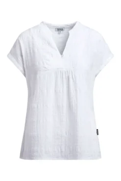 Strukturierte Crêpe-Bluse mit V-Öffnung opticwhite