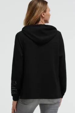 Strukturierter Hoodie mit Seitenschlitzen black