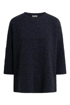 Strukturiertes Sweatshirt mit Intarsia-Artwork blue navy | XS/S