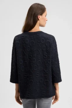 Strukturiertes Sweatshirt mit Intarsia-Artwork blue navy | XS/S