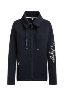 Strukturierte Sweatjacke mit hohem Kragen navy blue | L