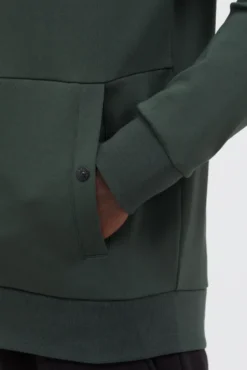 Sweatjacke aus Interlock mit Nylon-Kapuze oliv | S