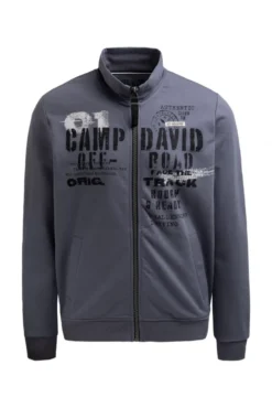 Sweatjacke mit Label Print blue grey