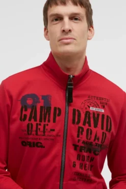 Sweatjacke mit Label Print red orange