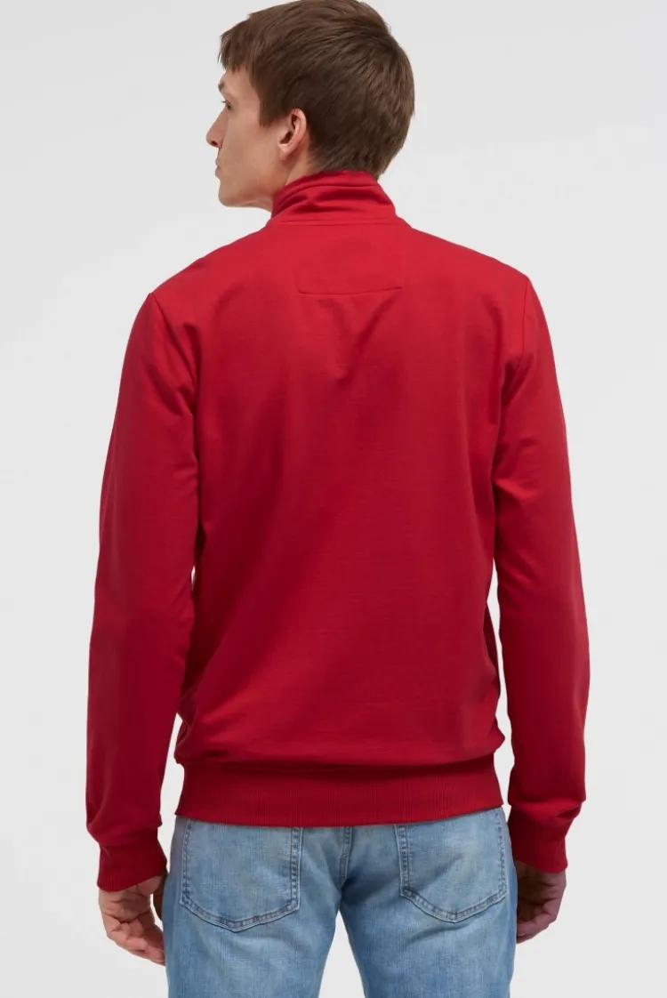 Sweatjacke mit Label Print red orange