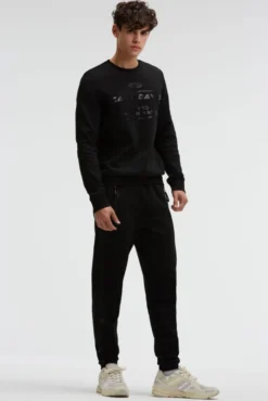 Sweatshirt aus Interlock mit Folienprint black