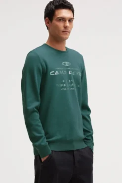 Sweatshirt aus Interlock mit Folienprint petrol green