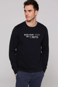 Sweatshirt mit Label Print blue navy