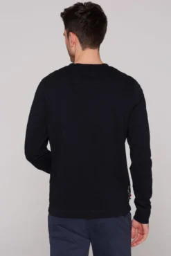Sweatshirt mit Label Print blue navy