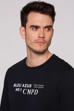 Sweatshirt mit Label Print blue navy