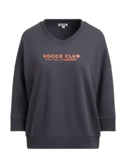 Sweatshirt mit V-Ausschnitt und Rückenprint charcoal mist