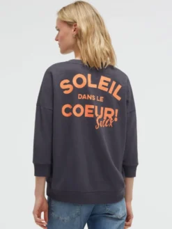 Sweatshirt mit V-Ausschnitt und Rückenprint charcoal mist
