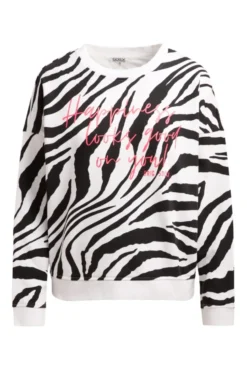 Sweatshirt mit Zebra-All-Over-Print opticwhite