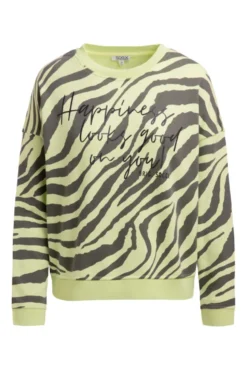 Sweatshirt mit Zebra-All-Over-Print vivid lemon