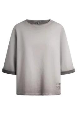 Sweatshirt Oil Dyed mit Kurzarm und Backprint fresh grey