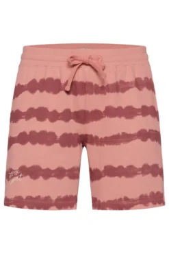 Sweatshorts mit Streifen im Batik-Look beachy red | XL