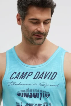 Tanktop mit Ausbrenner-Effekten und Prints aqua