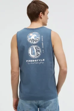 Tanktop mit Rücken - Print harbour blue