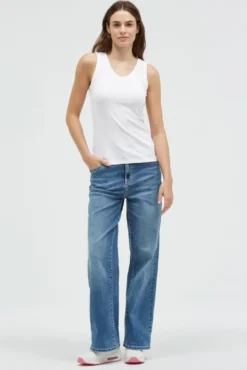 Tanktop mit V-Neck und Rückenprint opticwhite