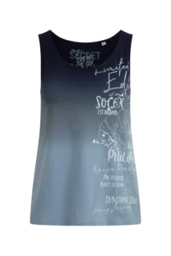 Top Dip Dye mit Label Print blue navy