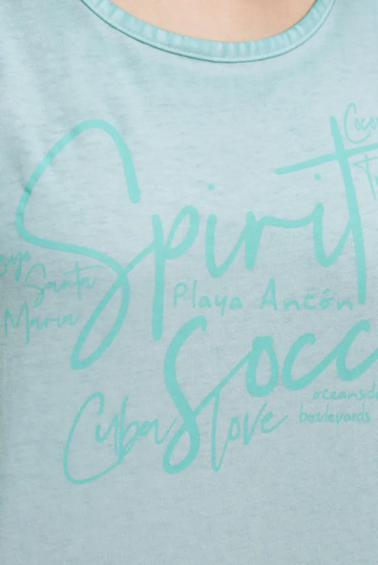 Top Inside Oil Dyed mit Logo Print aqua splash