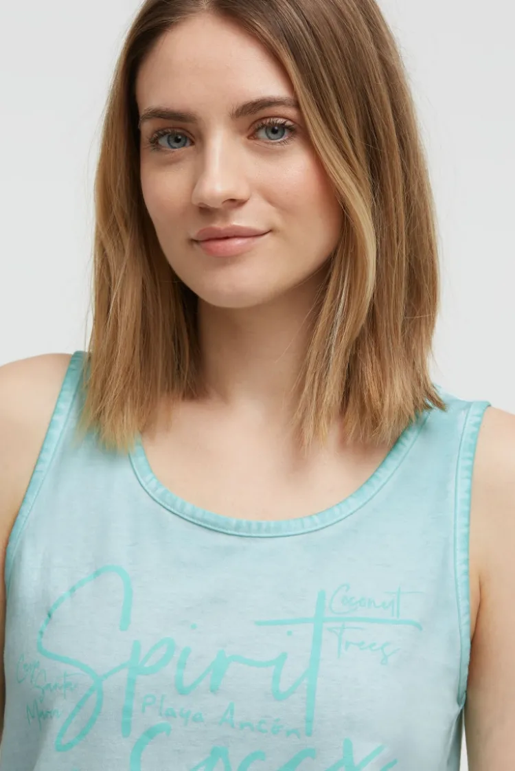 Top Inside Oil Dyed mit Logo Print aqua splash