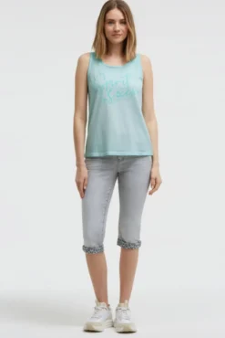 Top Inside Oil Dyed mit Logo Print aqua splash