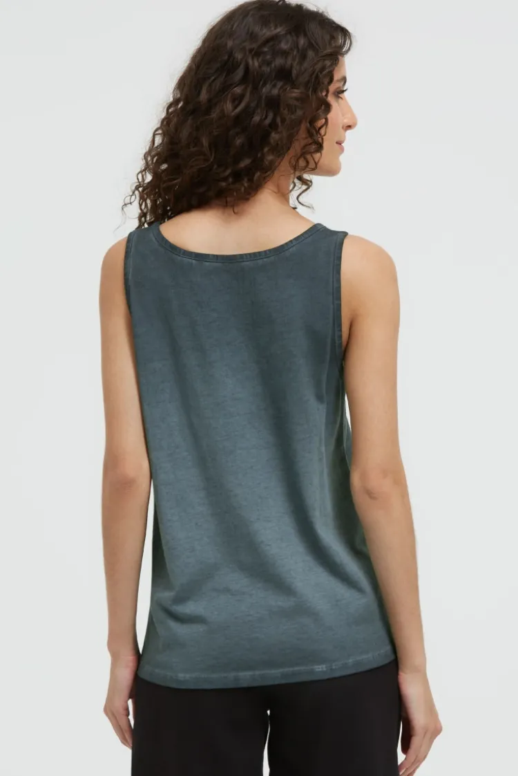 Top Inside Oil Dyed mit Logo Print green shadow