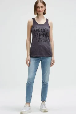 Top mit Glitter Print charcoal mist