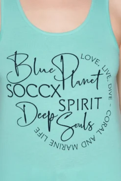 Top mit Label Print flash aqua