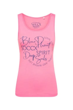 Top mit Label Print neon pink