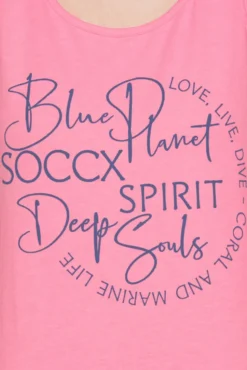 Top mit Label Print neon pink