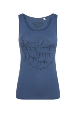 Top mit Label Print wave blue