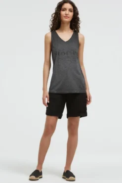 Top mit V-Ausschnitt und Glitter Print black